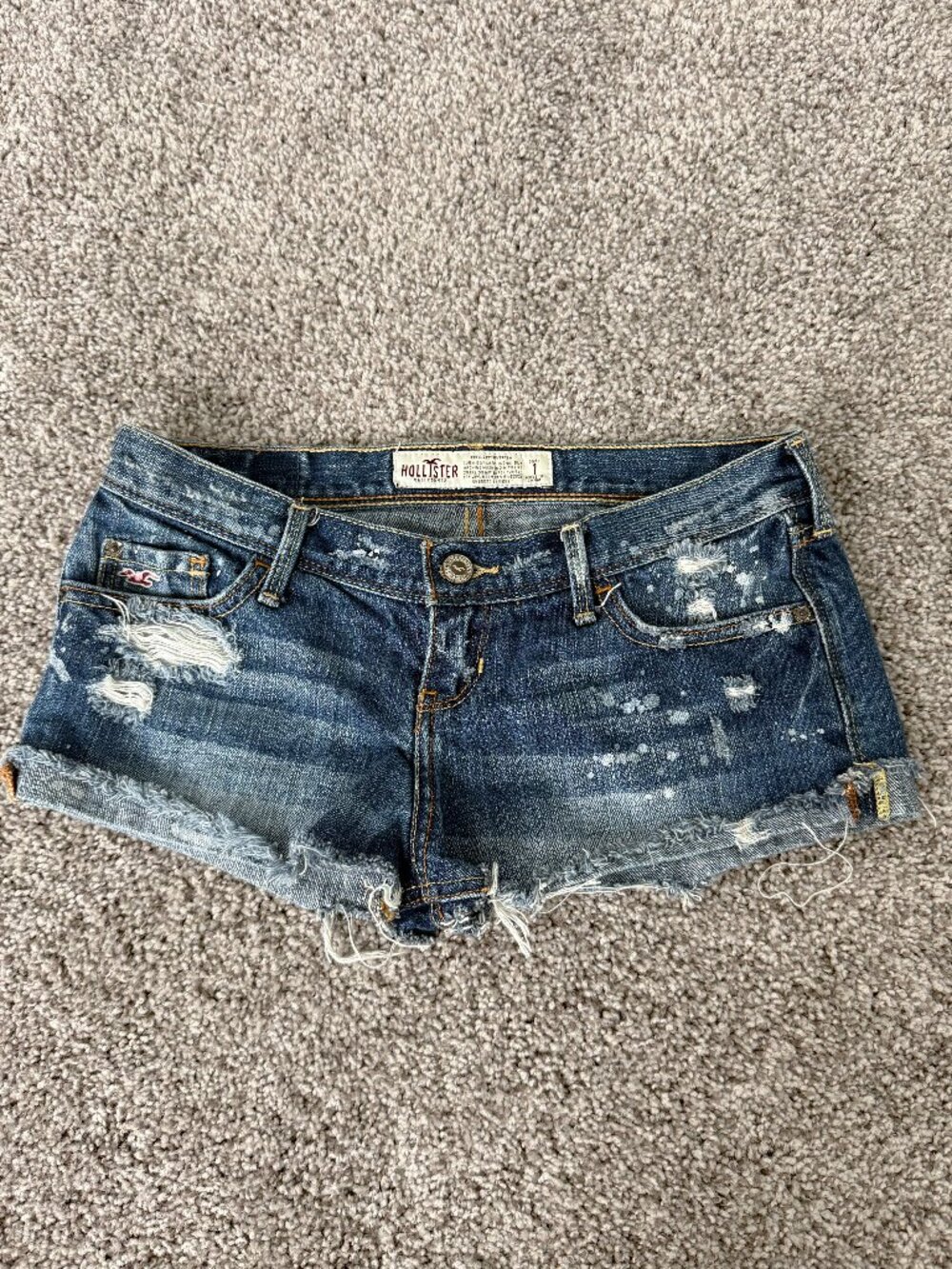 Hollister California Y2K Denim Jean Shorts Women’s Size 1 Low Rise Distressed